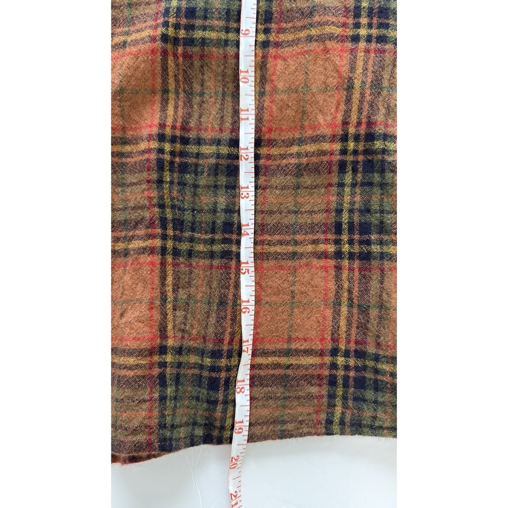 Madewell Women's Plaid Blouse Brown Orange M V-Neck Long Sleeve Fall Boho - Picture 7 of 8